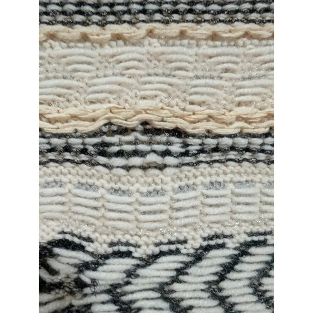 Tory Burch Jacquard Knit Wool Blend Sweater Coat Sz L Hook Eye Close Luxury FLAW